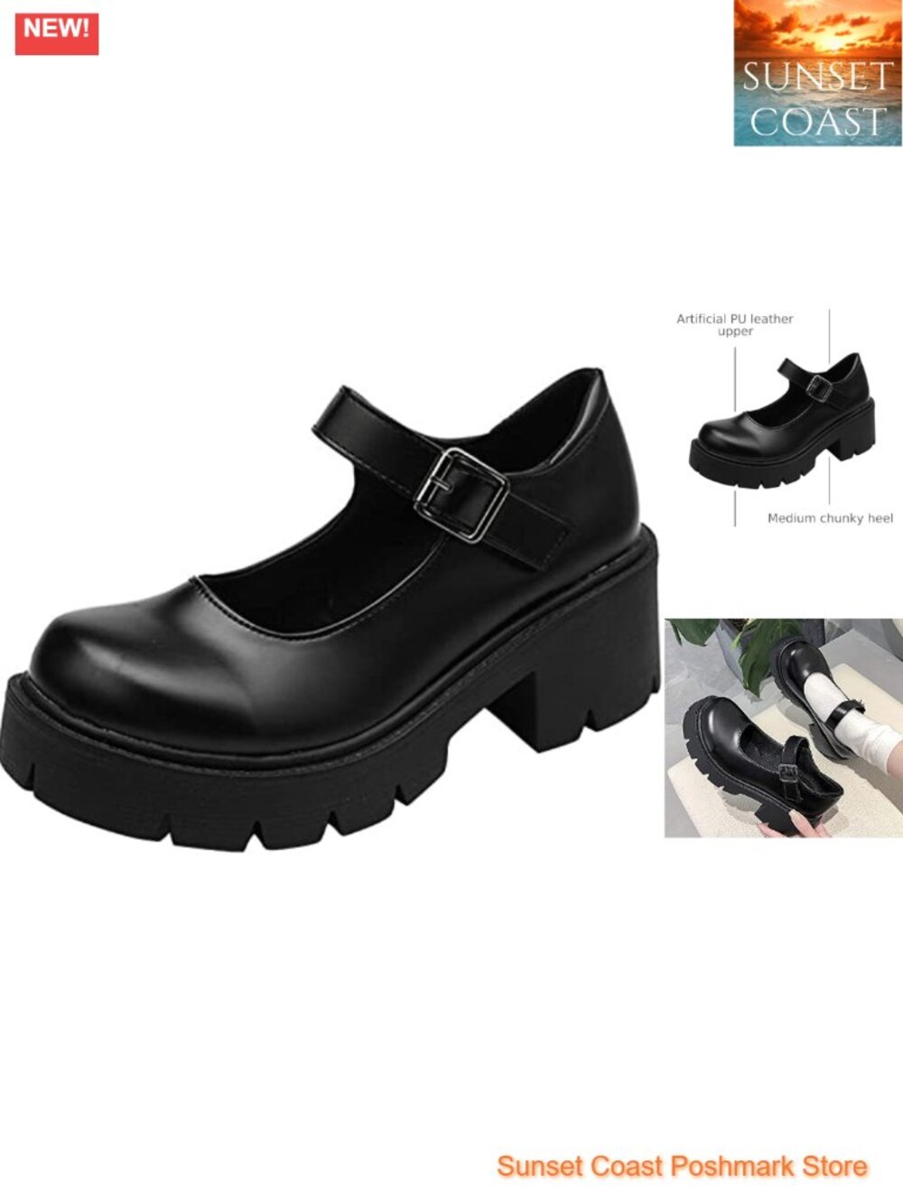 Women's Platform Mary Janes Chunky Heel Ankle Strap Dress Shoes Gothic Lolita